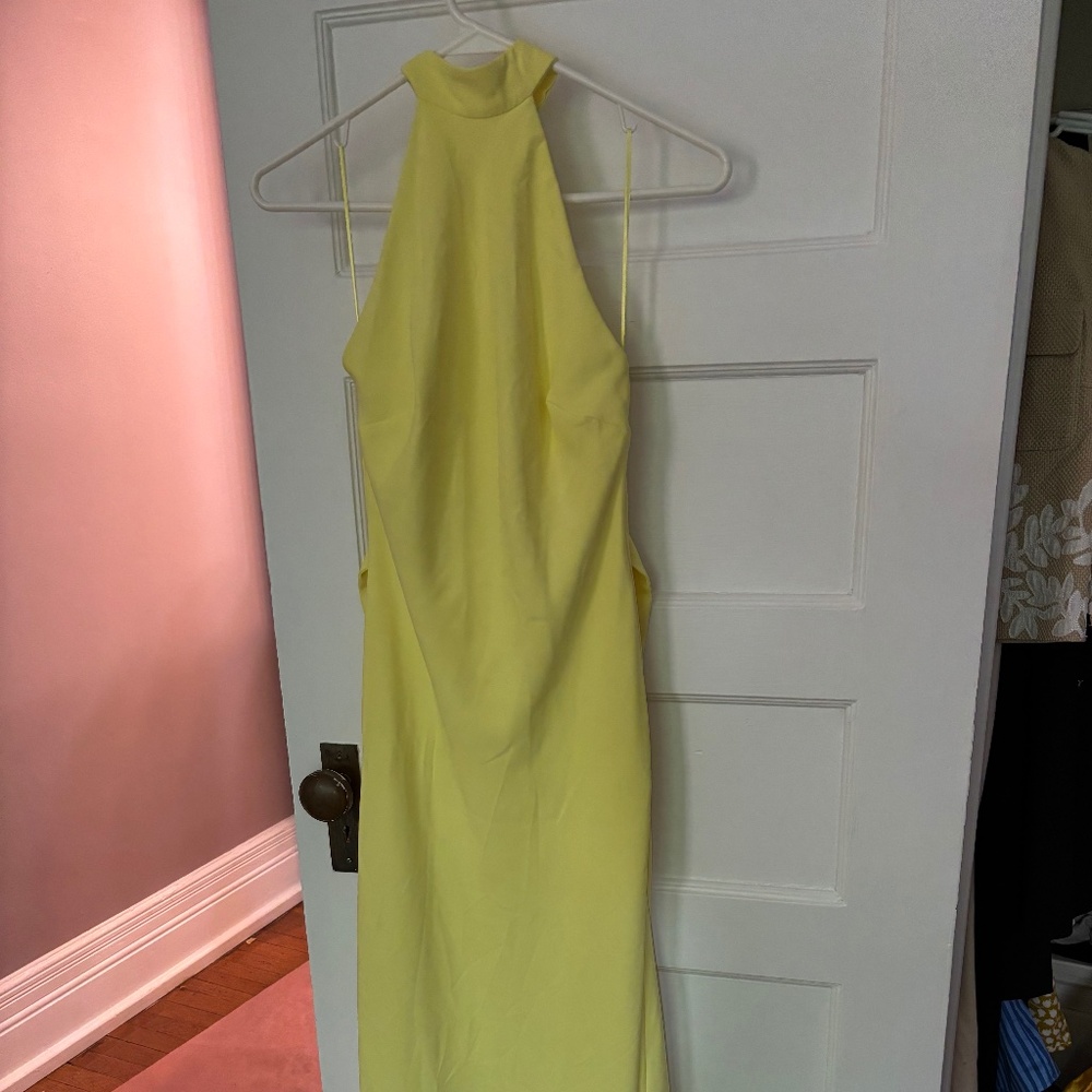 Yellow satin maxi dress